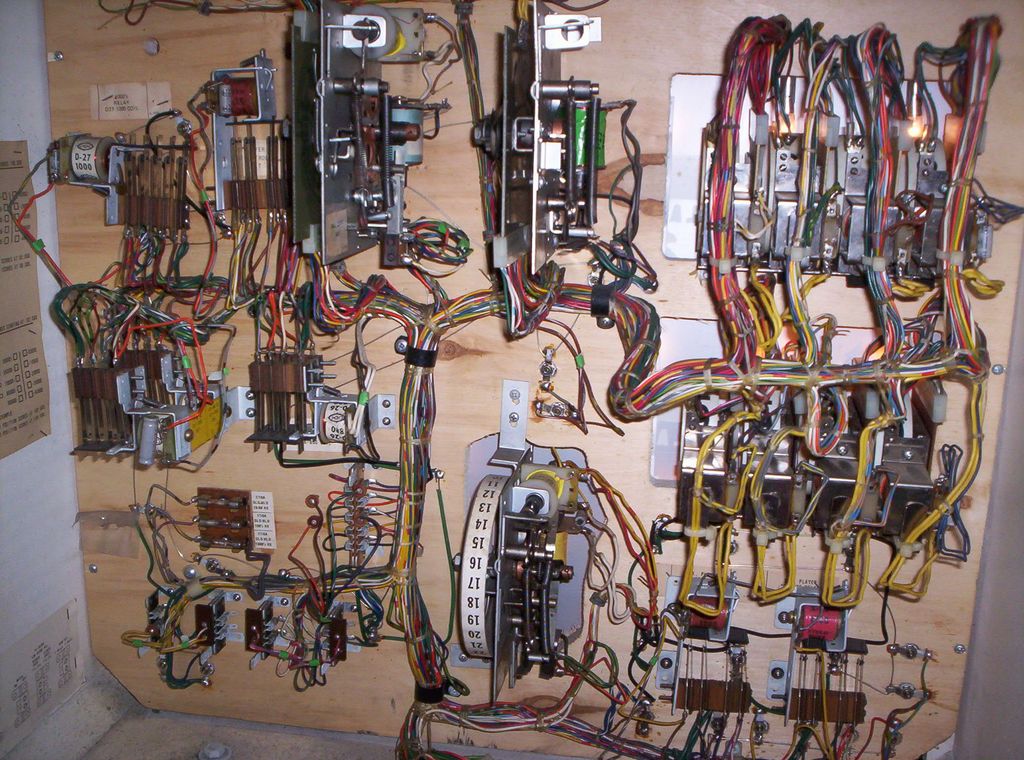 Inside Electro-mechanical Pinball Backbox